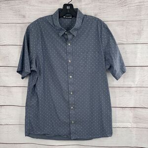 Travis Mathew Blue Polka Dot Casual Button Down Shirt
